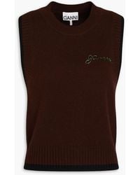 Ganni - Bead-embellished Wool And Cashmere-blend Vest - Lyst