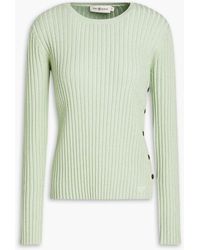 Tory Burch - Metallic Ribbed Merino Wool-blend Sweater - Lyst