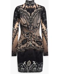 CAMILLA - Crystal-Embellished Printed Stretch-Jersey Mini Dress - Lyst