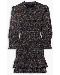 Veronica Beard - Farha Shirred Floral-print Cotton-voile Mini Dress - Lyst