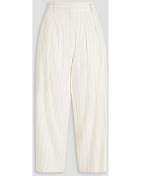 FRAME - Cropped Pleated Linen-blend Tapered Pants - Lyst