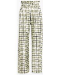 Shrimps - Libra Belted Checked Silk-twill Wide-leg Pants - Lyst