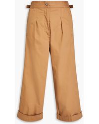 Acne Studios - Cropped Pleated Cotton-twill Wide-leg Pants - Lyst