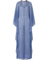 Missoni Draped Layered Metallic Striped Open-knit Jumpsuit Light Blue