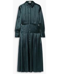 Co. - Pleated Hammered-satin Midi Shirt Dress - Lyst