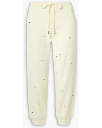 The Great - Sherpa Cropped Embroidered Cotton-blend Fleece Track Pants - Lyst