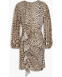 Maje - Ricata Ruffle-trimmed Leopard-print Crepe Mini Dress - Lyst