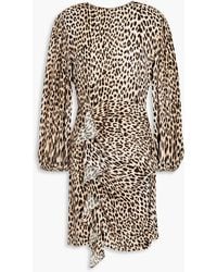 Maje - Ruffled Leopard-print Crepe Mini Dress - Lyst
