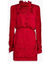 Saloni - Rina Ruffled Jacquard Mini Dress - Lyst
