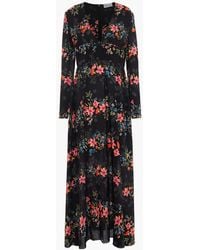 RED Valentino - Floral-Print Silk Crepe De Chine Midi Dress - Lyst