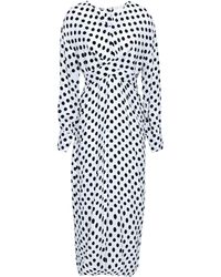 Maje Belted Polka-dot Woven Midi Dress White