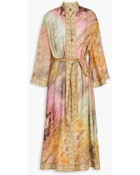 Zimmermann - Paisley-Print Silk Midi Shirt Dress - Lyst
