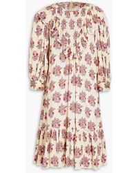 byTiMo - Gathered Floral-print Jacquard Mini Shirt Dress - Lyst