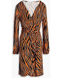 Diane von Furstenberg - Toronto Wrap-effect Zebra-print Jersey Mini Dress - Lyst