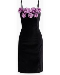 BATSHEVA - Gaby Floral-appliquéd Cotton-velvet Mini Dress - Lyst
