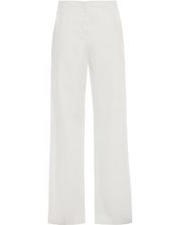 Ba&sh Gaspard Cotton And Linen-blend Gabardine Wide-leg Pants - White