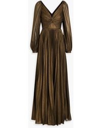 Badgley Mischka - Twisted Pleated Lamé Gown - Lyst