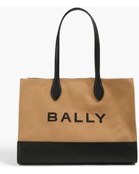 Bally - Bar Printed Leather And Canvas Tote - Lyst