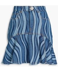 Area - Ausgestellter minirock aus denim mit print - Lyst