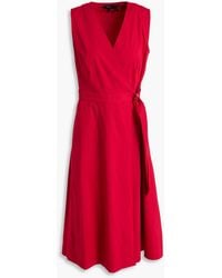 Theory - Linen-blend Midi Wrap Dress - Lyst