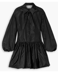 Valentino Garavani - Pussy-bow Gathered Silk-taffeta Mini Shirt Dress - Lyst