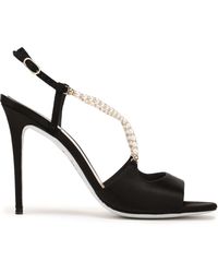 Rene Caovilla Embellished Satin Sandals Black