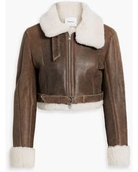 FRAME - Cropped Shearling Jacket - Lyst