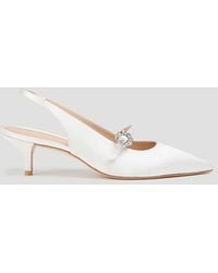 Stuart Weitzman - Aura 50 Crystal-Embellished Satin Slingback Mary Jane Pumps - Lyst