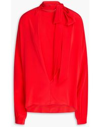 Victoria Beckham - Pussy-bow Silk Crepe De Chine Blouse - Lyst