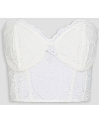Charo Ruiz - Lita Strapless Cropped Broderie Anglaise Cotton-Blend Top - Lyst