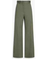 Another Tomorrow - Cotton-blend Twill Wide-leg Pants - Lyst