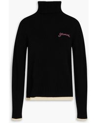 Ganni - Bead-embellished Wool And Cashmere-blend Turtleneck Sweater - Lyst