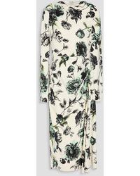 Erdem - Draped Floral-print Cady Midi Dress - Lyst