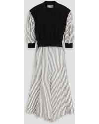 3.1 Phillip Lim - Striped French Cotton Terry-Paneled Cotton-Poplin Midi Dress - Lyst