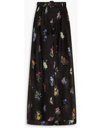 Zimmermann - Pleated Floral-Print Linen And Silk-Blend Wide-Leg Pants - Lyst