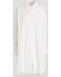Claudie Pierlot - Gestreiftes hemdkleid in minilänge aus gaze aus einer baumwoll-leinenmischung - Lyst