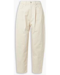 Officine Generale - Dana Cropped Pleated High-rise Tapered Jeans - Lyst