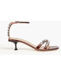 Sergio Rossi - Crystal-embellished Leather Sandals - Lyst
