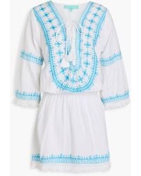 Melissa Odabash - Martina Embroidered Cotton Ad Linen-blend Mini Dress - Lyst