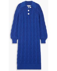 ROWEN ROSE - Cable-knit Wool Midi Dress - Lyst