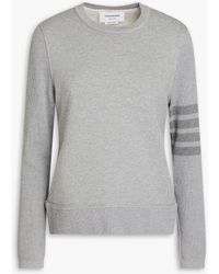Thom Browne - Striped Knit-paneled French Cotton-terry Sweatshirt - Lyst