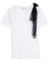 RED Valentino Bow-detailed Cotton-jersey T-shirt - White