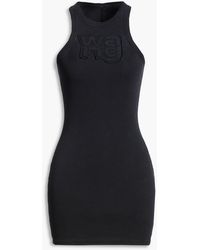 T By Alexander Wang - Distressed Ribbed Cotton-Blend Jersey Mini Dress - Lyst