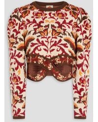 FARM Rio - Cropped pullover aus floralem jacquard-strick - Lyst