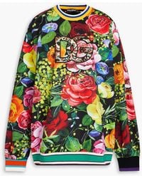 Dolce & Gabbana - Embellished Floral-print Stretch-jersey Sweatshirt - Lyst