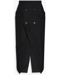 McQueen - Wrap-Effect Wool-Crepe Midi Skirt - Lyst