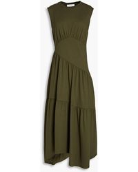 FRAME - Gathered Cotton-jersey Midi Dress - Lyst