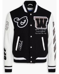 Off-White c/o Virgil Abloh - Appliquéd Wool-Blend Felt And Leather Bomber Jacket - Lyst
