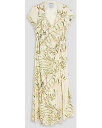 BERNADETTE - Mara Floral-Print Linen-Blend Maxi Wrap Dress - Lyst
