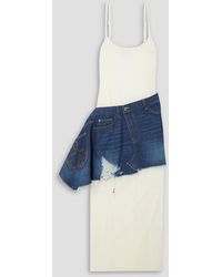 JW Anderson - Deconstructed Asymmetric Cotton-jersey And Denim Maxi Dress - Lyst